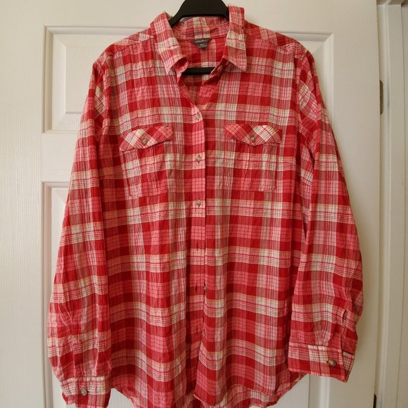 Eddie Bauer Tops - LAST CHANCE!! Eddie Bauer Pink Plaid Blouse XL